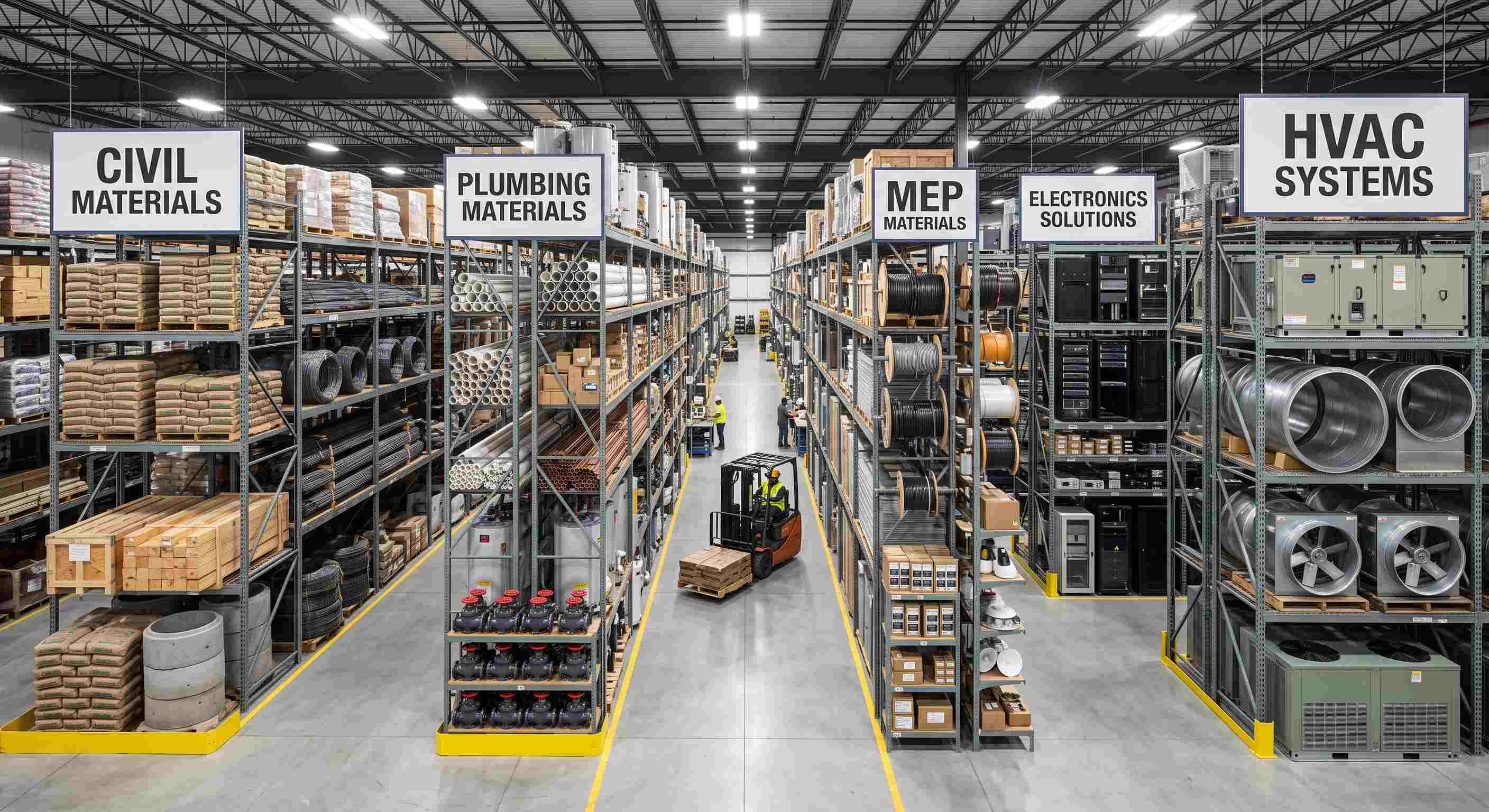 Civil and MEP construction materials for project supply